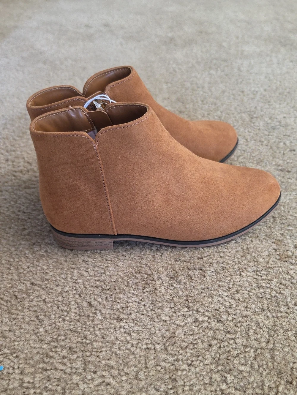 Girls Tan Ankle Opal Zipper Boots - Cat & Jack Cognac Size 1